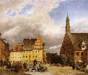 johannes brahms the market place zwickau, where schumann was born USA oil painting artist